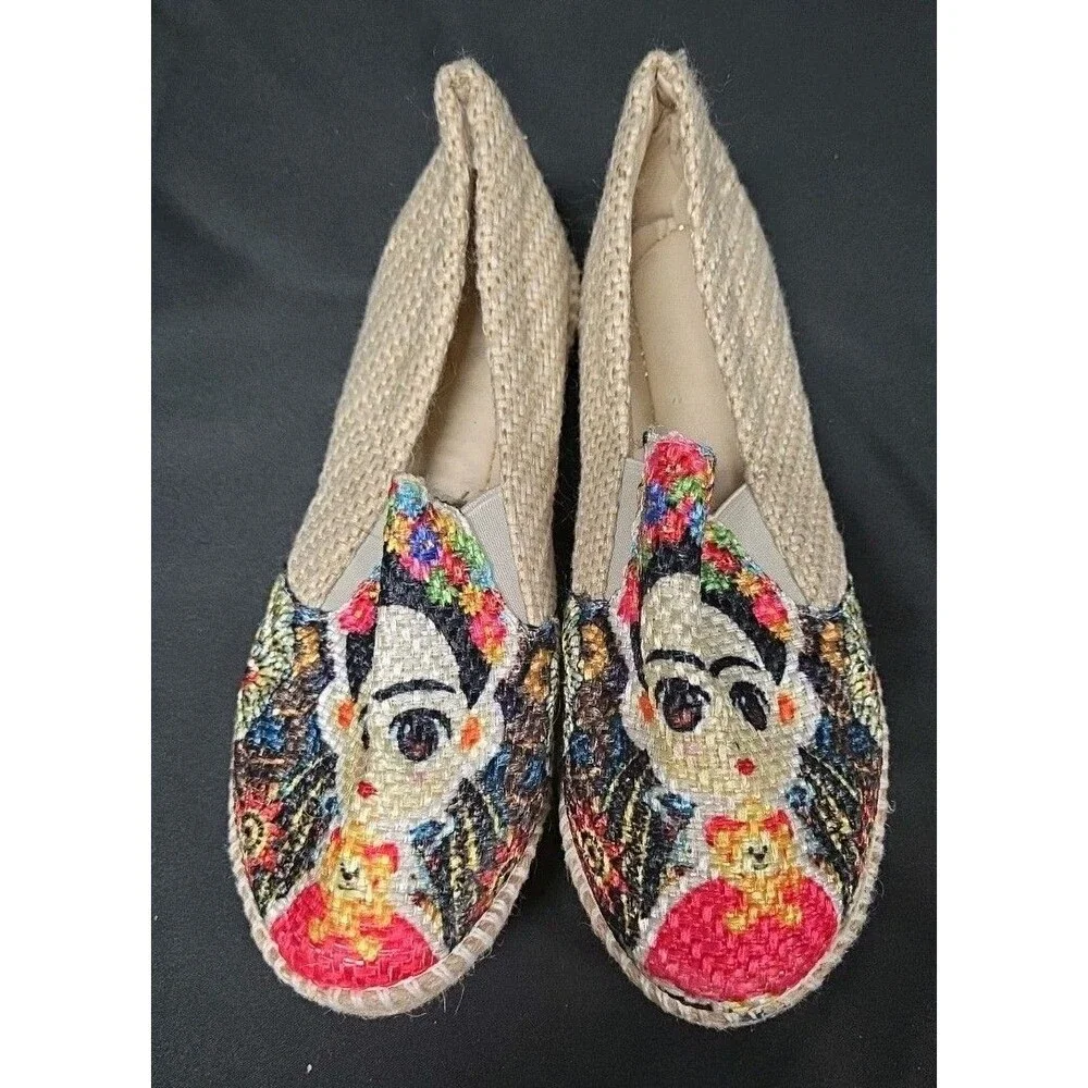 ZIPOLITE Espadrilles Woman’s Sz 6 Platform Espadrilles Frida Khalo Canvas-Mexico